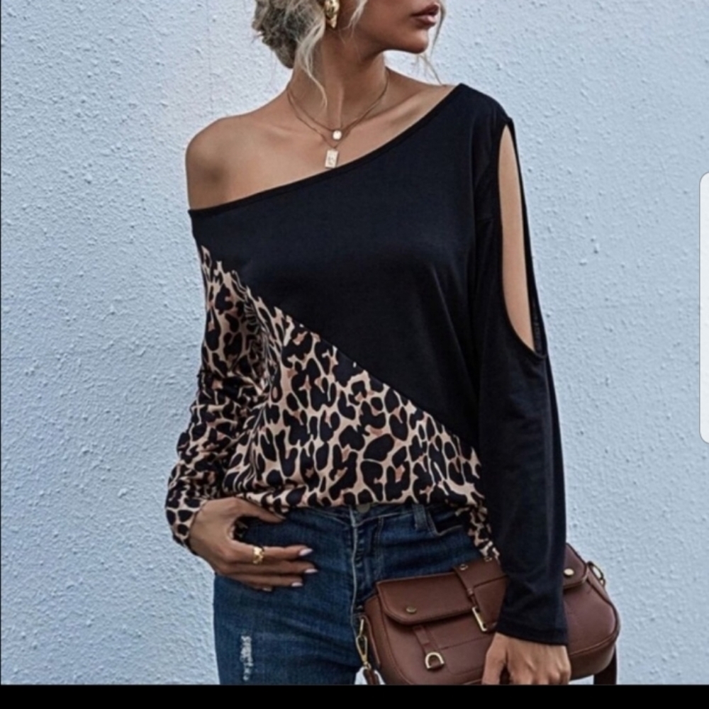 Black and leopard print shirt